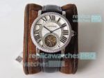 Swiss Replica Rotonde De Cartier Tourbillon White Dial Diamond Bezel Watch